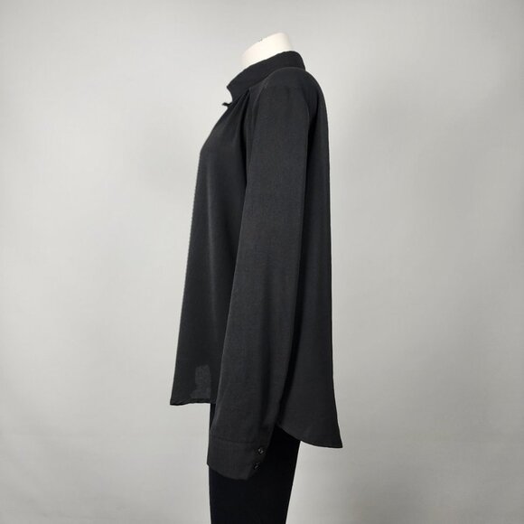 Have Black Pleated Button Up Long Sleeves Top Size L - Picture 5 of 9